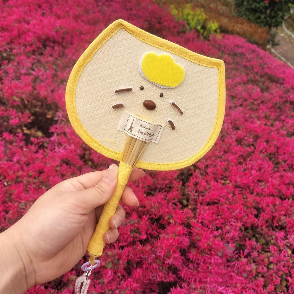 Decorative Bear Handheld Fan Cartoon Cute Summer Fan Unique Straw Woven Fans  Photography Prop