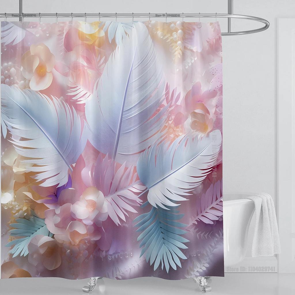 3d Flower Floral Shower Curtain Waterproof Shower Curtain Polyester Fabric 3D Printed Curtain Bathroom Decoration with Hooks