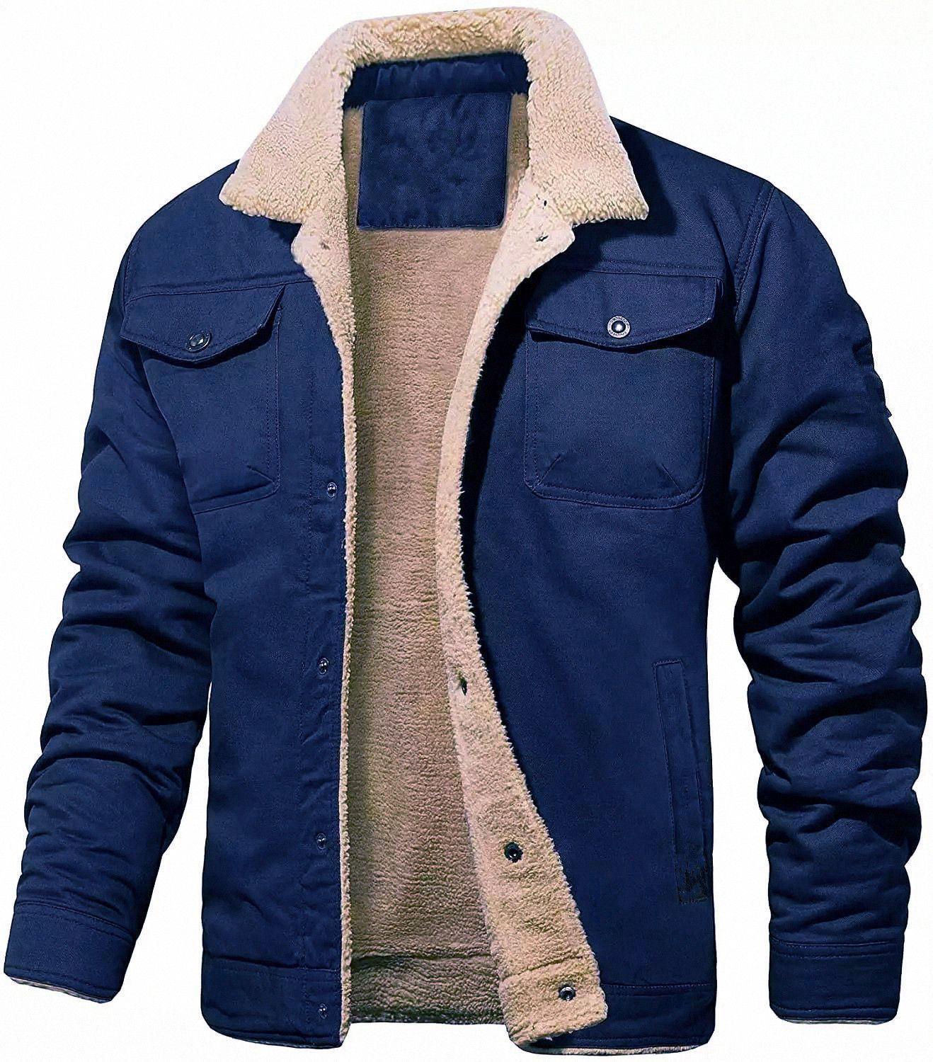 New Season Men s Jacket Velvet Cotton Tooling Casual Jacket Men s Factory S European code темно-синий