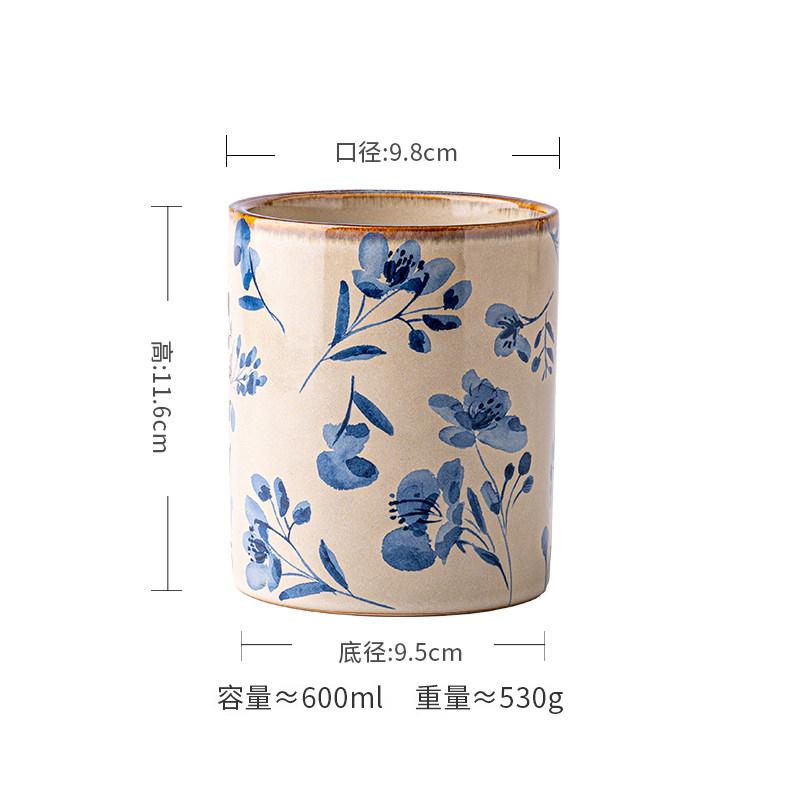 Vintage Ceramic Chopstick Holder Creative Storage Jar Chopstick Storage Cylinder Knife Fork Spoon Storage Rack Kitchenware