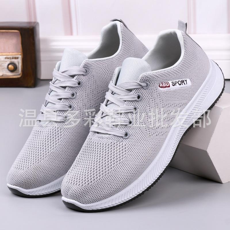 New mesh men's casual sports shoes soft sole lightweight fly-woven running shoes