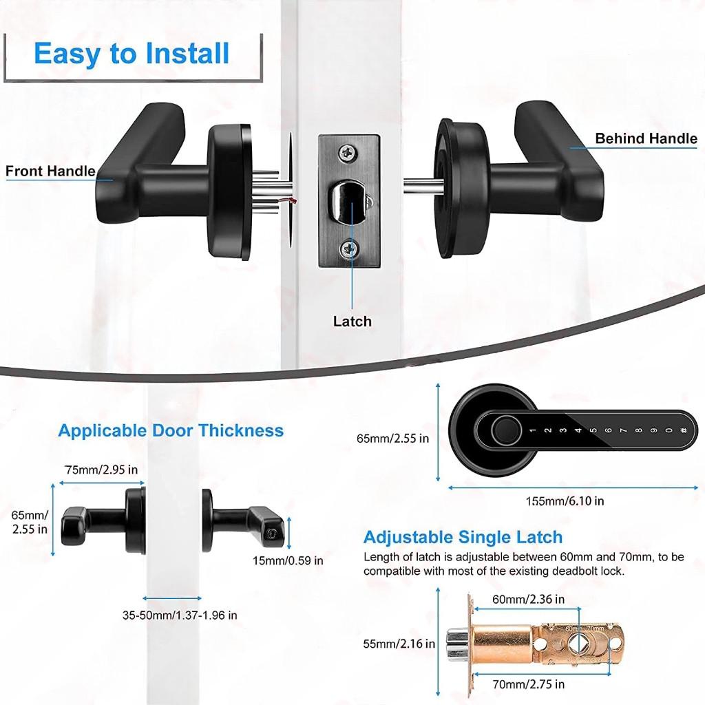 Bedroom Zinc Alloy Door Lock Handle Set Biometric Security Door Lock Smart Fingerprint Keyless Electronic Digital Lock