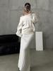2024 European & American Style Off-the-Shoulder Knitted Sweater Two-Piece Set with Long Sleeves
