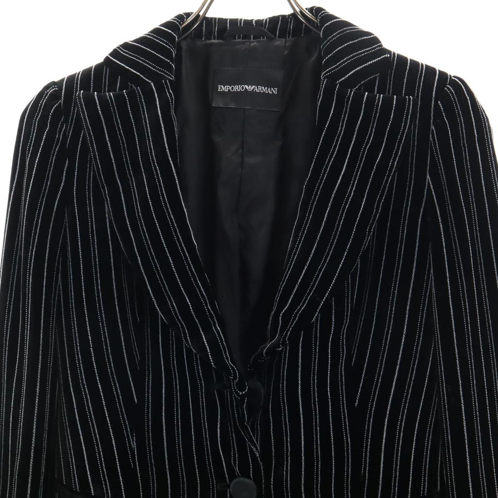 Emporio Armani Made In Italy Striped Pattern Velor Tailored Jacket 40 Women Used