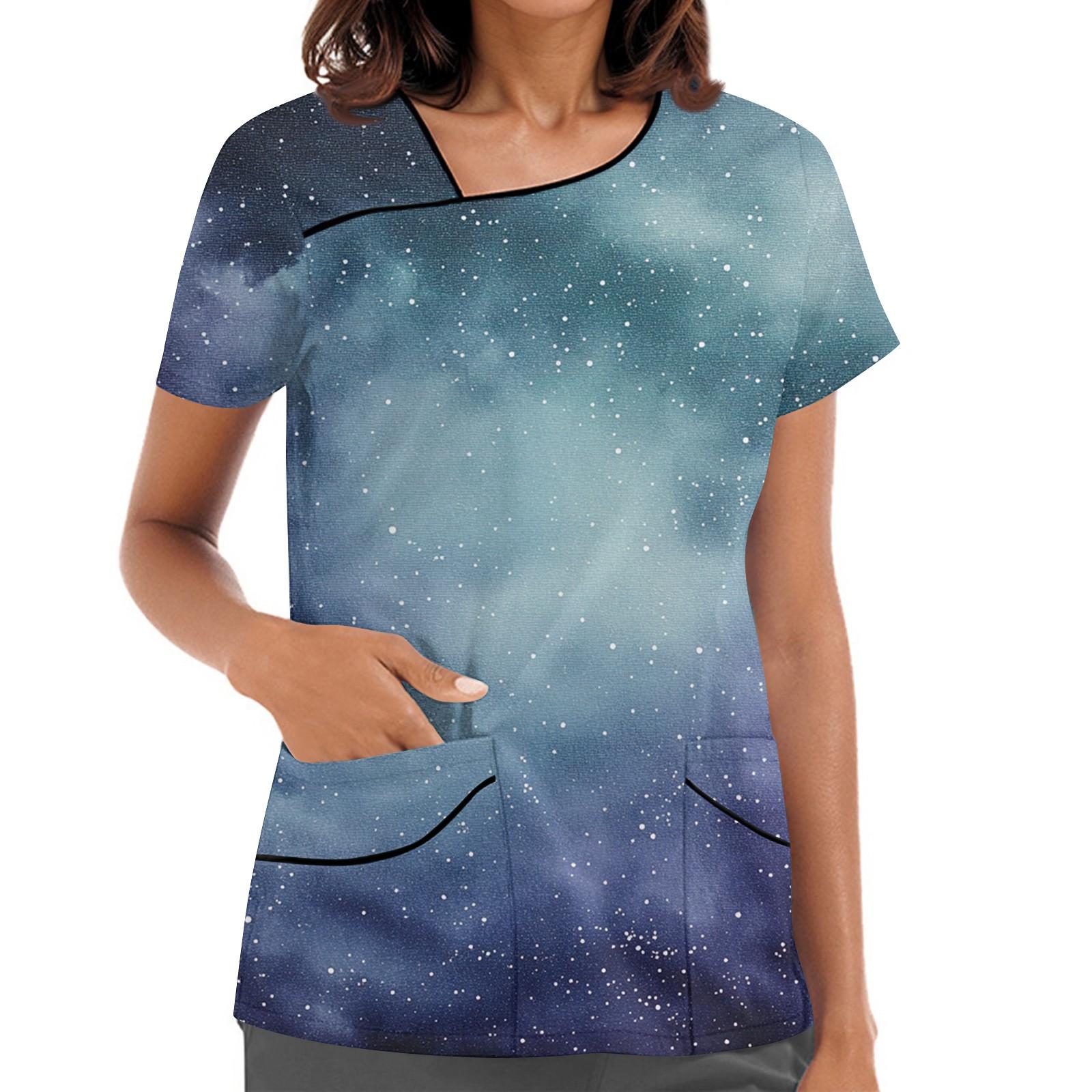 

Женская рабочая одежда с принтом, покатый воротник и двухслойные карманы, базовый верхний пуловер L