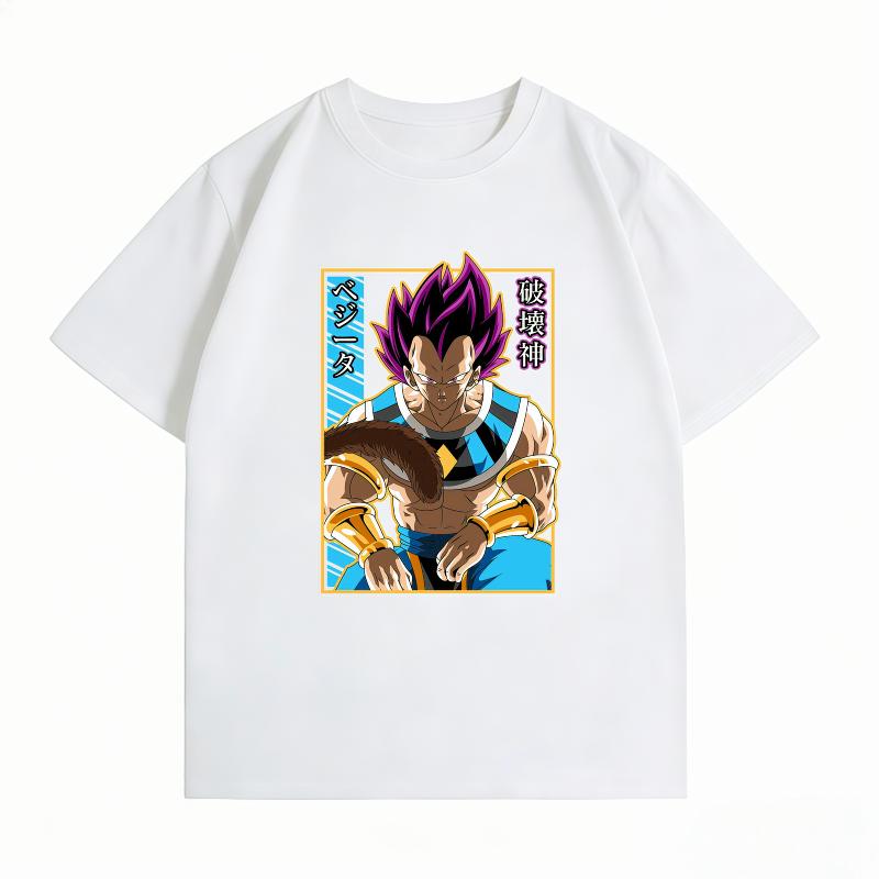 Dragon Ball Vegeta God Of Destruction Print T-Shirt Casual Short Sleeve Cotton Anime Streetwear Unisex's T-Shirt