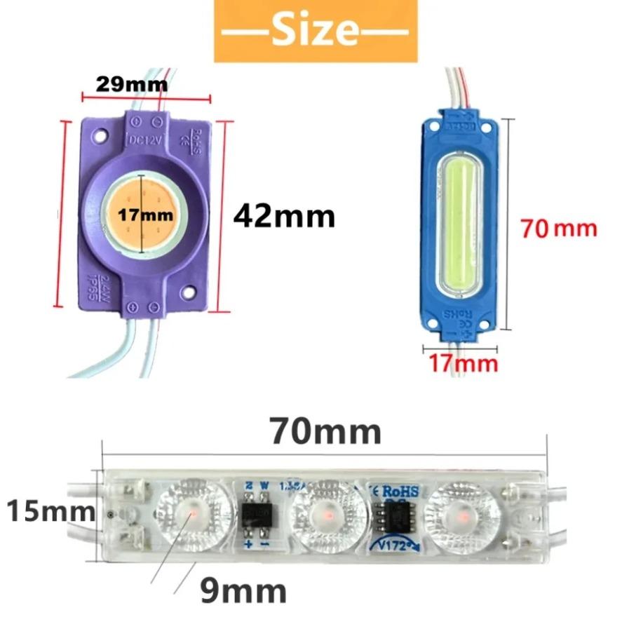 20PCS/lot Multicolour 12V 220V COB Light Led Modules Three Types Backlight Shop Banner Waterproof IP65 Advertising Decorations