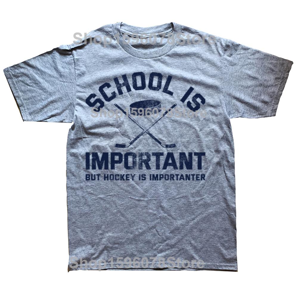 School is Important But Hockey is Importanter Tshirt Funny Sports Tee Tops Round Neck ShortSleeve Tshirt Casual Basic Tshirts