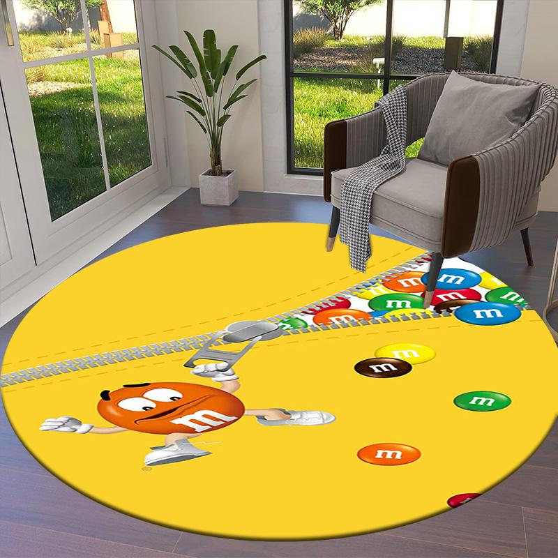 M&M's Round Area Rug,Carpet Rug for Living Room Bedroom Sofa Playroom Decor,Non-slip Floor Mat
