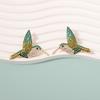 Pinkdudu Hummingbird Rhinestone Earrings Fashion Forward Alloy Studs with Colorful Crystal Details PD156