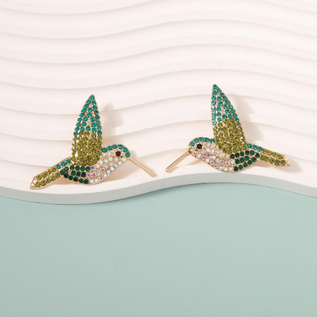 Pinkdudu Hummingbird Rhinestone Earrings Fashion Forward Alloy Studs with Colorful Crystal Details PD156