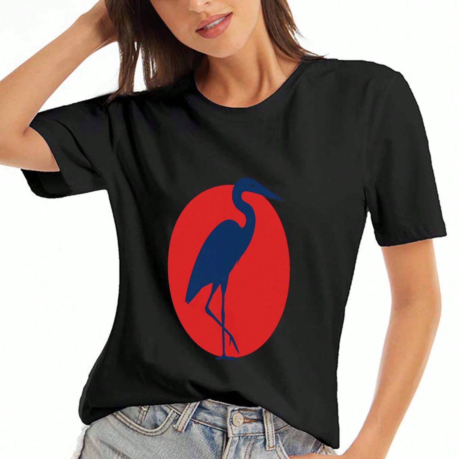 Elegant Heron unisex Cotton T Shirt, Premium Cotton Graphic Print, Durable, Casual And Stylish, Featuring A Graceful Blue Heron Silhouette Against A V S разноцветный
