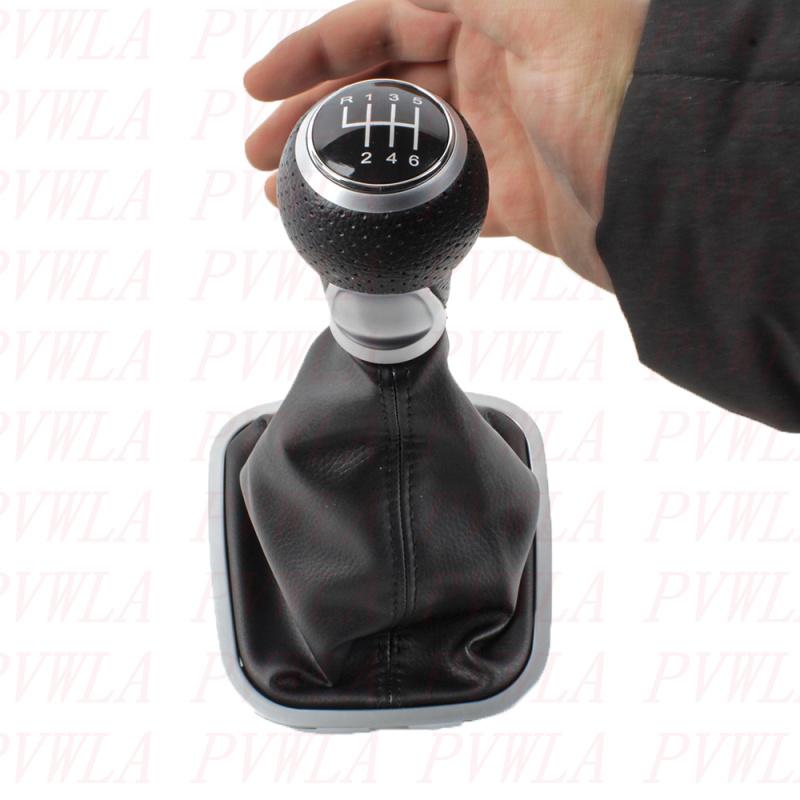 For VW Polo 6R 6C Sedan Hatchback 2011 2012 2013 2014 2015 2016 2017 6 Speed Gear Stick Shift Knob+ Black Line PU Leather Boot