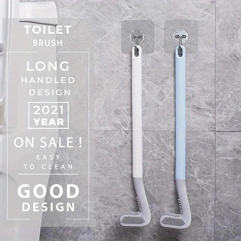 Golf Silicone Toilet Brushes Set Long Handled Toilet Cleaning Brush Black Modern Hygienic Bathroom Accessories