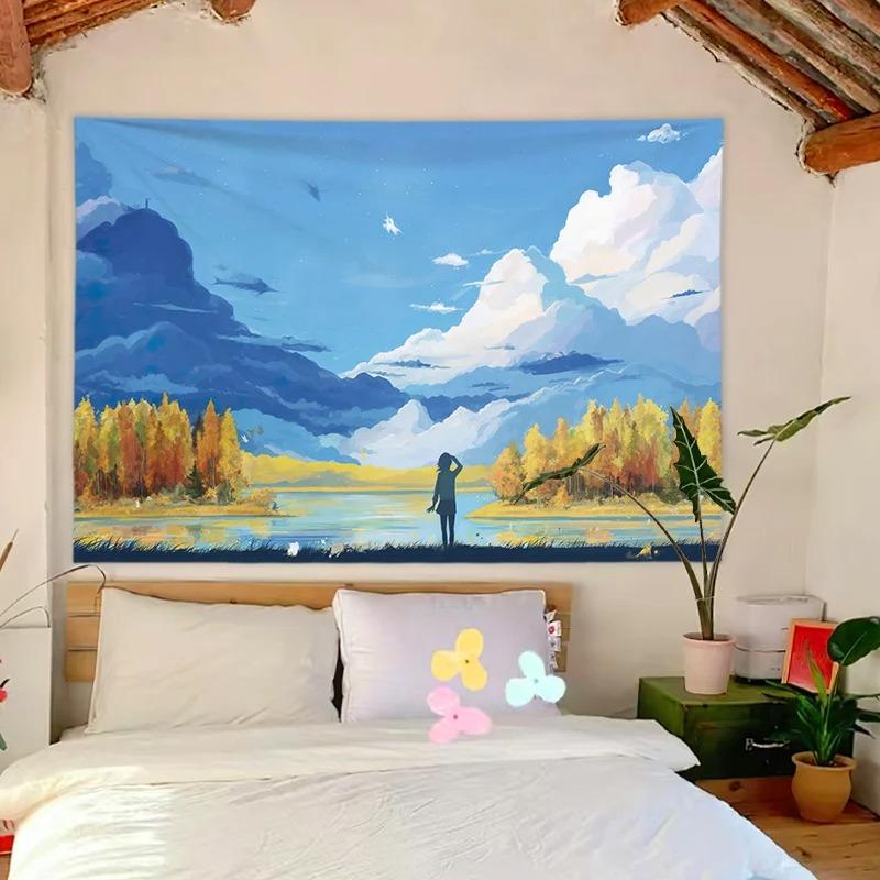 Sea View Mount Fuji Pattern Bedroom Living Room Tapestry Home Wall Decoration Tapestry