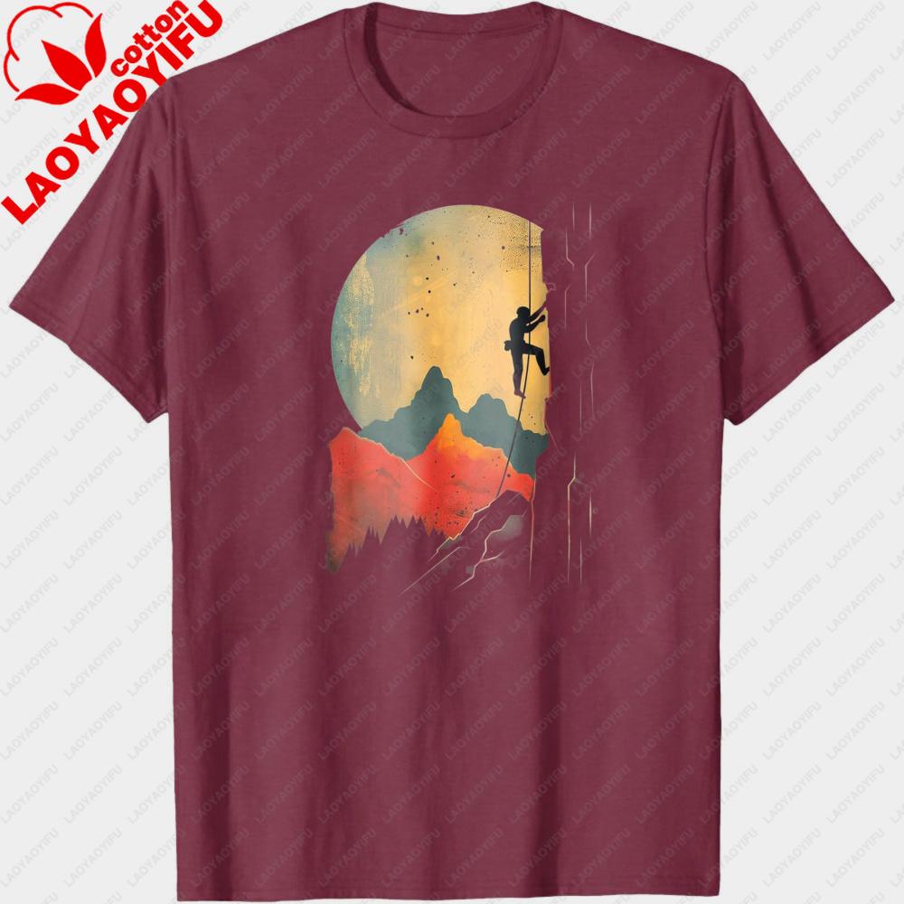 Mountain Climbing Adventure Sunset Landscape Outdoor Sport Gift Top Men TShirt Summer Casual Fashion Short Sleeve Tees
