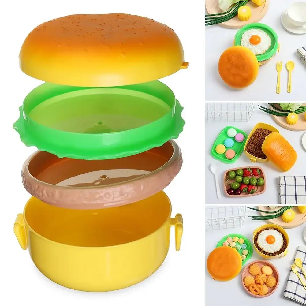 1PC Creative Hamburger Plastic Lunch Box Cute Cookie Shape Bento Box Lunch Box Students Cartoon Children BentoBox Tableware