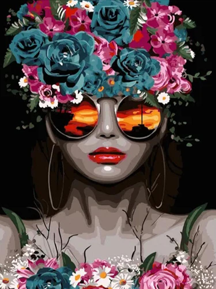 5D Malowanie Diamentami DIY Obraz Kobiety Kwiat Pełny Kwadratowy Okrągły Diament Haftowany Portret Mozaika Kwiat Dekoracja Domu