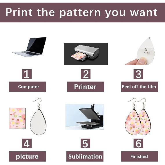 210 pcs Sublimation Earring Teardrop Blanks Bulk Double-Sided MDF Wood 70 Blank Sublimation Earring with 70 Earring Hooks and 70 Jump Rings for