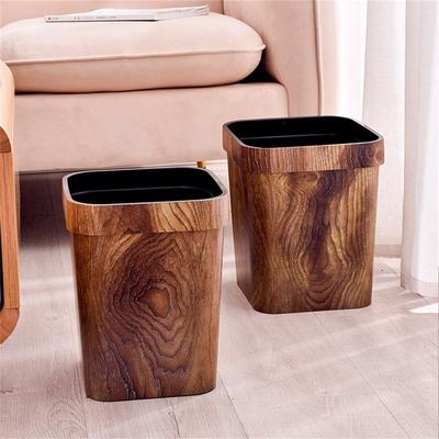 Imitation Wood Grain Marble Garbage Bin 12/14 L Waterproof Plastic Trash Can For Kitchen Living Room Bathroom Waste Paper Basket