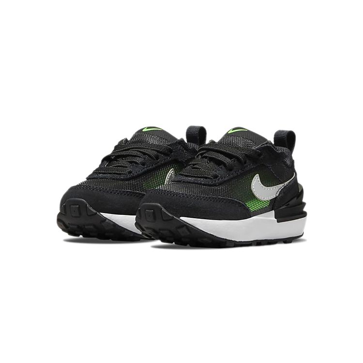 Nike Waffle One Non-Slip Shock Absorbing Breathable Lightweight Low-Top Walking Shoes Baby Shoes Black Green DC0479-004