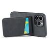 FIERRE SHANN For iPhone 16 Pro Max Case Card Holder Kickstand Leather RFID Blocking Back Cover