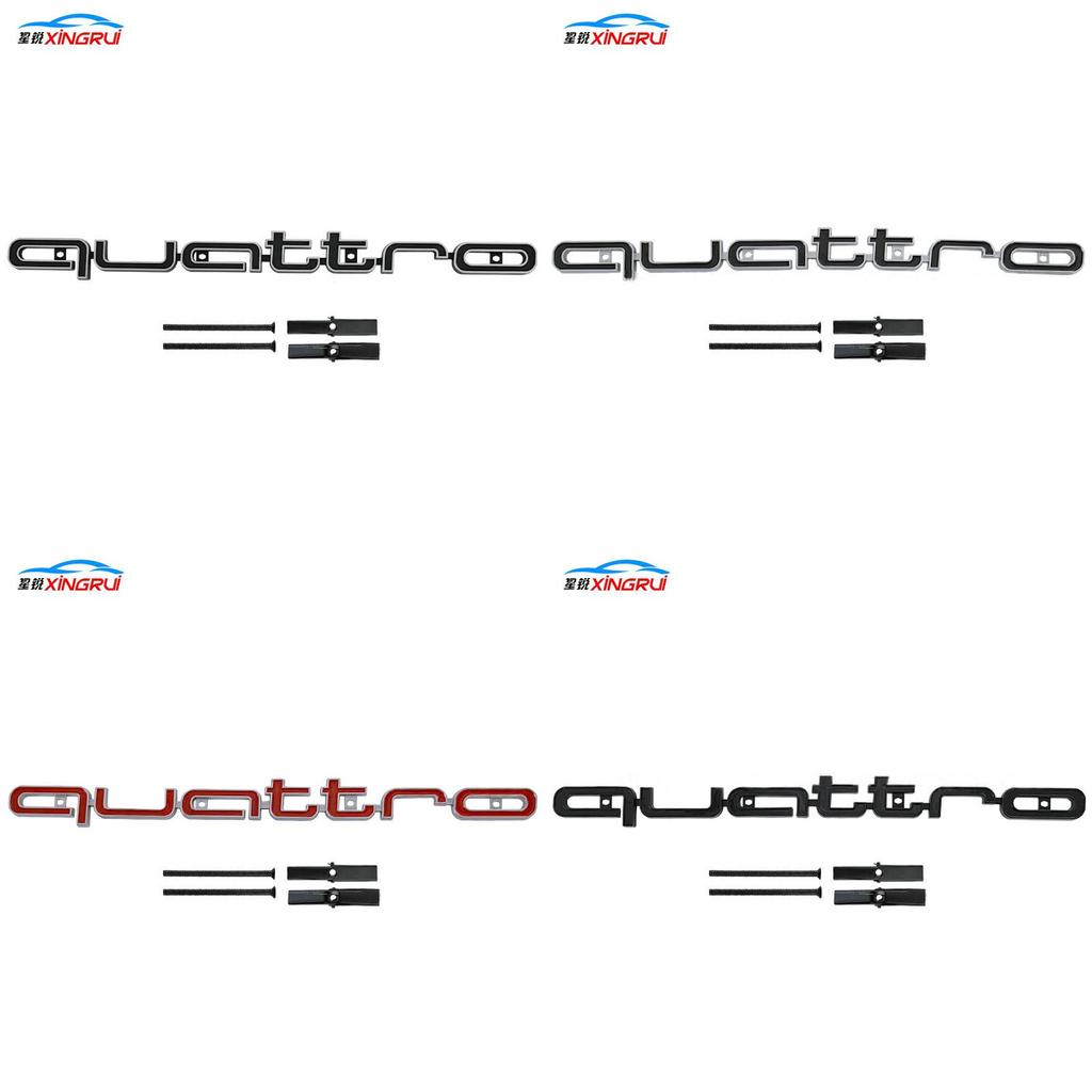 Emblema RS Style Quattro per Cofano Lungo, Distintivo Cromato per Griglia Anteriore, Accessorio Esterno per Auto