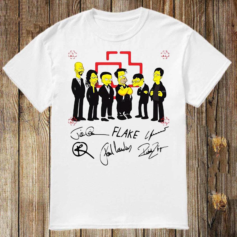 

Rammstein Simpsons Signatures Unisex T-shirt Tee White