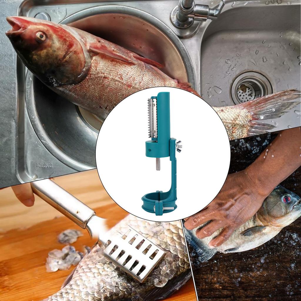Electric Drill Fish Descaler Head Stainless Steel Blades Non Slip Cover Fish Scale Remover for Power Drill Fish Scale Remover