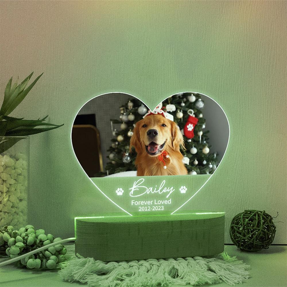 Custom Pet Photo LED Night Light Pet Memorial Acrylic Decor Photo Frame Home Ornament Cute Animal Pattern Gift for Pet Lovers