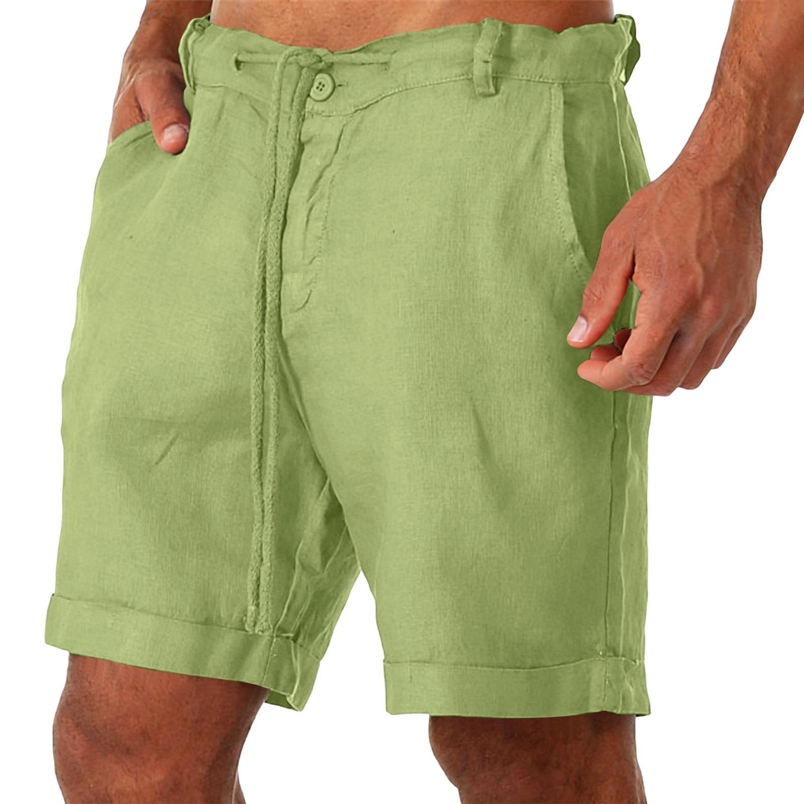 Men s Casual And Fashionable Drawstring Waist-cinching Sports Shorts - Men s Lightweight And Breathable Beach Vacation Shorts XXL зелёный
