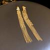 Light luxury high-end sense gold long fringed temperament earrings fashionable atmosphere versatile stud earrings personalized daily earrings