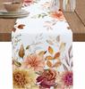 Fall Floral Maple Leaves Linen Table Runner Home Decor Autumn Thanksgiving Print Kitchen Dining Table Runners Thanksgiving Decor
