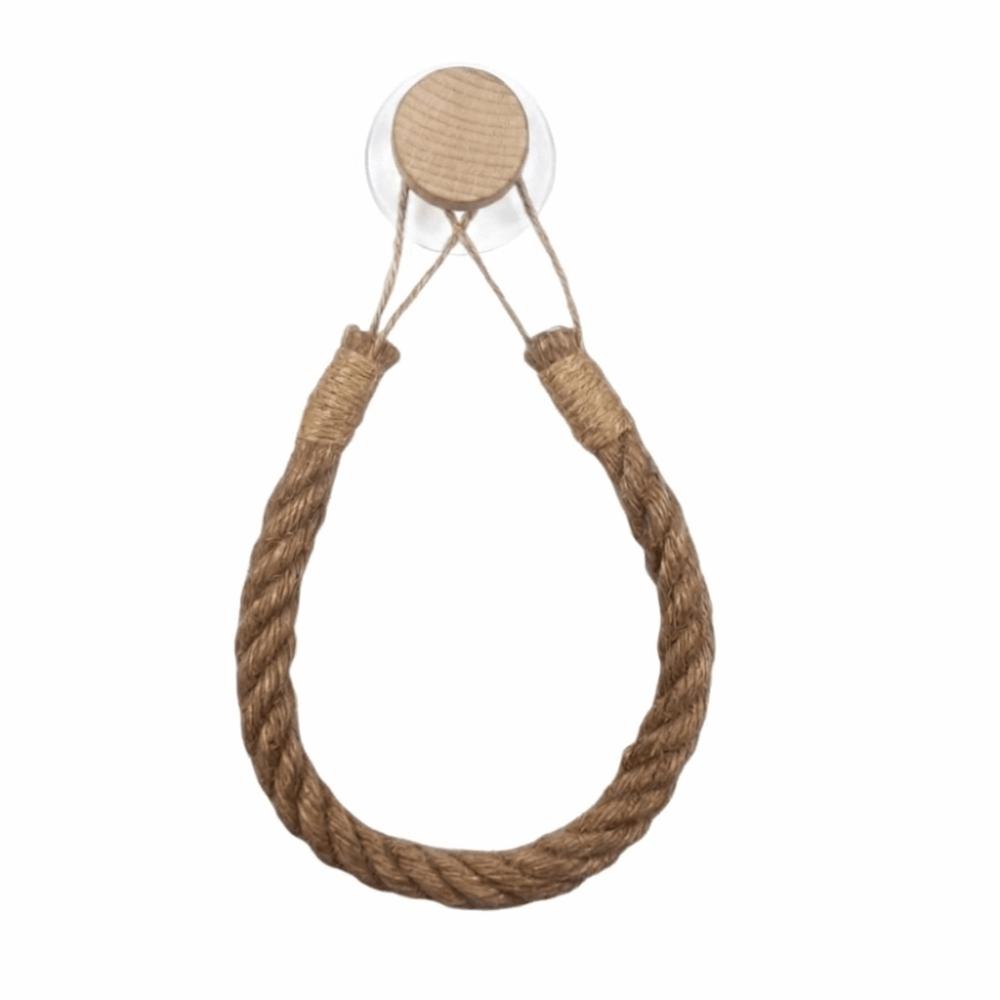No-Drill Toilet Paper Wood Hook Natural Jute Rope Tissue Holder Wall-Mounted Organizer Hotel Decor