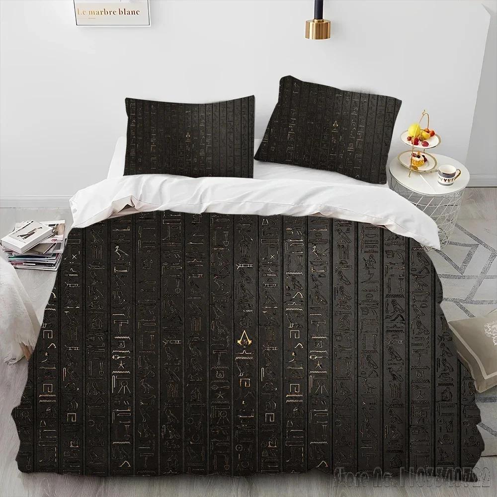 Egyptian Mythology Pharaoh Hieroglyphics Duvet Cover Set HD Comforter Cover for Kids Bedding Sets Bedclothes Bedroom Decor