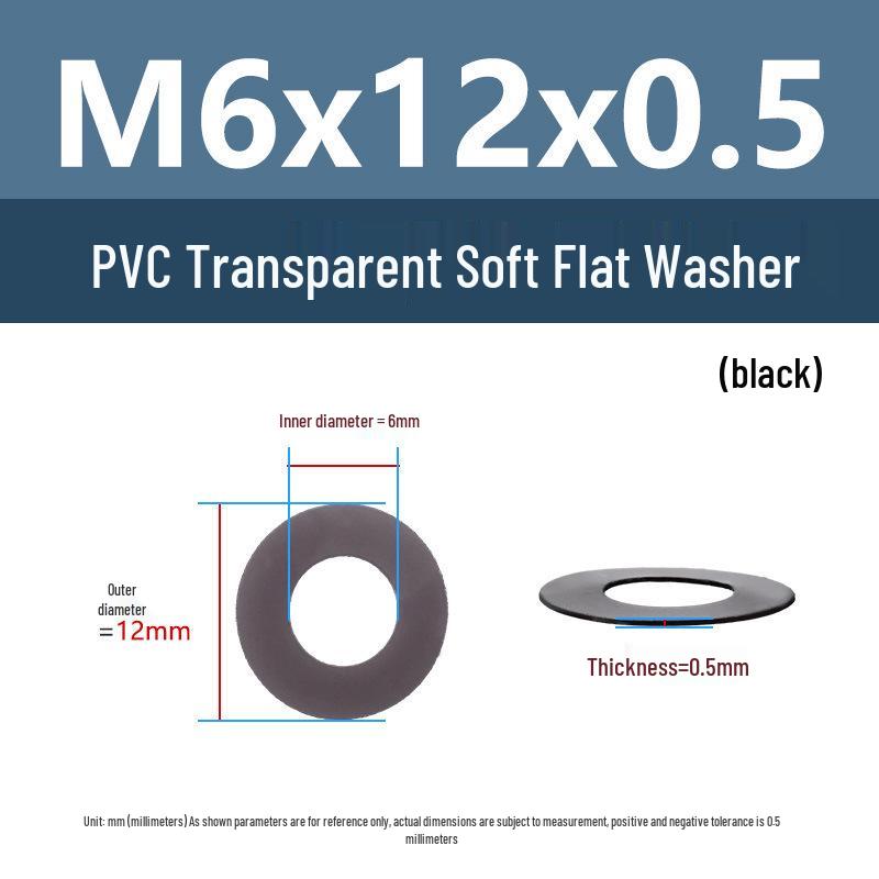 Yigu Black PVC Insulating Waterproof Flat Washer (M2-M10, M4-M5)