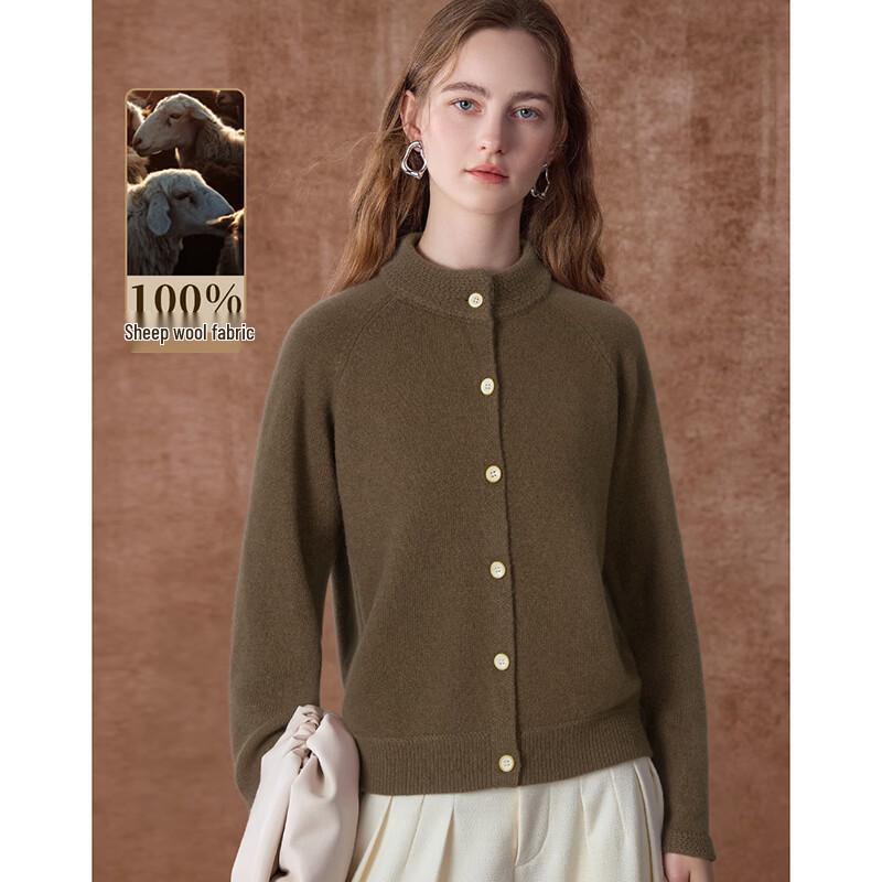 Women's French Stand-Up Collar Lambswool Knit Sweater