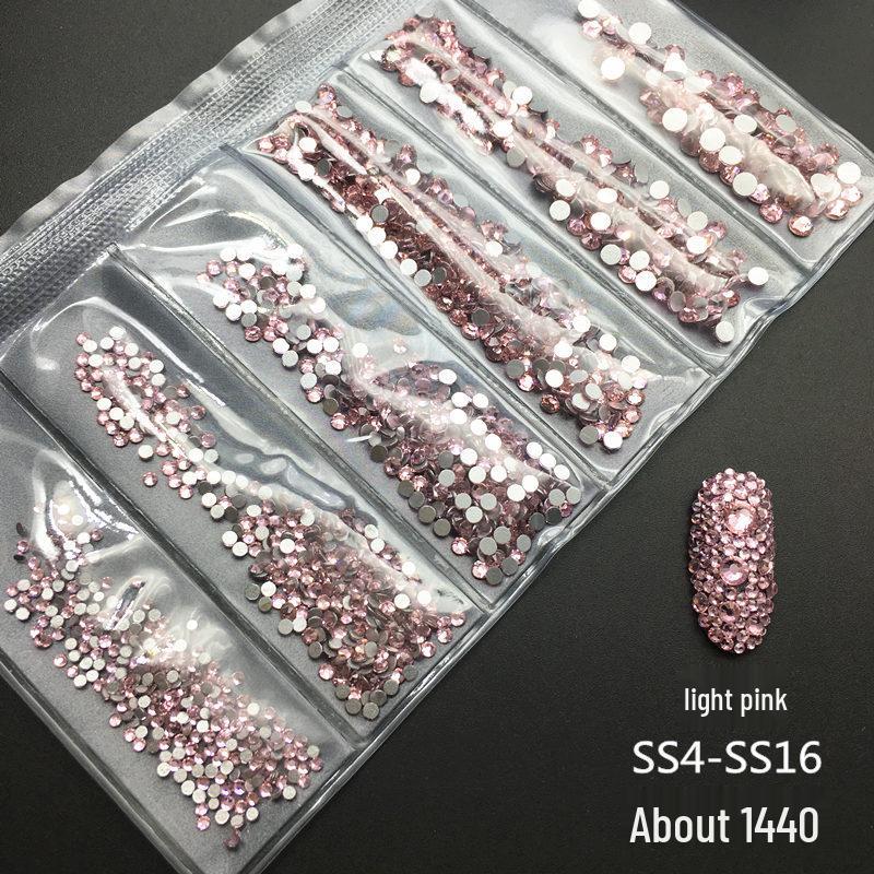 6-Grid Flat-Back Nail Art Rhinestone Set (1440pcs) - Mixed AB & Clear Glass Rhinestones Nail Decorations