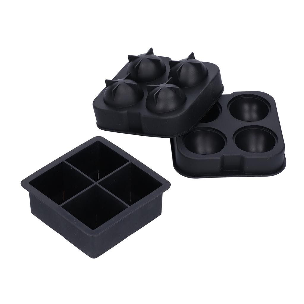 2 Stück Eisform 4-Fächer Wiederverwendbar Elastisches Silikon DIY Eiswürfelbereiter Form Tablett Schwarz