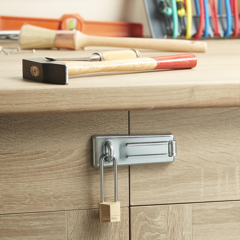 Master Lock Brass Padlock with Long Shackle, Key, 30x97x12 mm