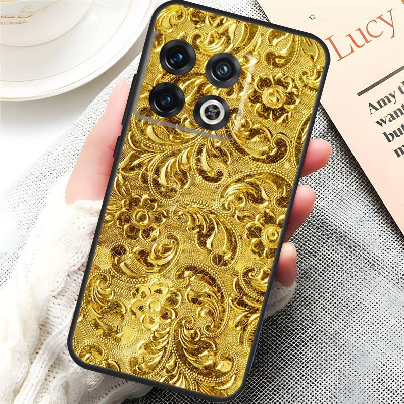 

Gold Floral Pattern Cover For OnePlus 15 13 13R 13T 12 12R 10T 11 10 Pro OnePlus Nord 5 CE 3 4 Lite N20 N30 Case OnePlus Nord CE3Lite