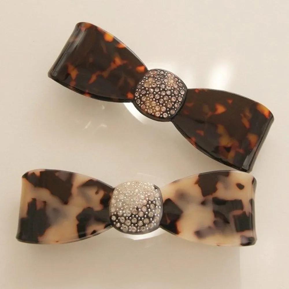 J Lauren Ribbon Cubic Rounding Automatic Hairpin H0913 leopard print