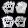Foxes Tail Plush Face Cover Furry Paws Gloves for Halloween Cosplay Dress Up