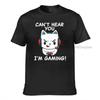 Funny Gamer Cat With Headphones Cant Hear You Im Gaming Tshirt Summer Normal Tops Tees Funny Cotton Unisexs T Shirts