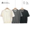 Yangtze Fine Spun Wool Beaded Short Sleeve Knitwear - Light Luxury Slimming Round Neck Tee