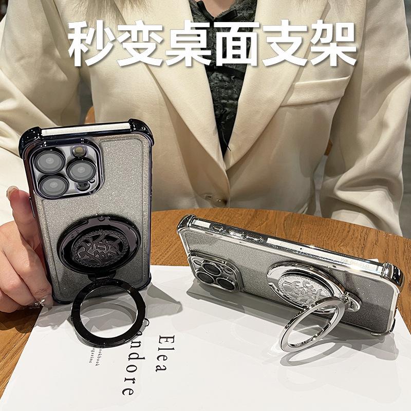 Applicable to Honor X70 mobile phone case rotating + bracket with lens film Honor X60Pro anti-drop soft case protective case