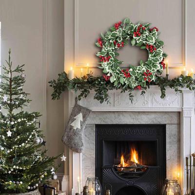 Artificial Christmas Wreath for Front Door Holiday Garland Decoration Wall, Dining Room,