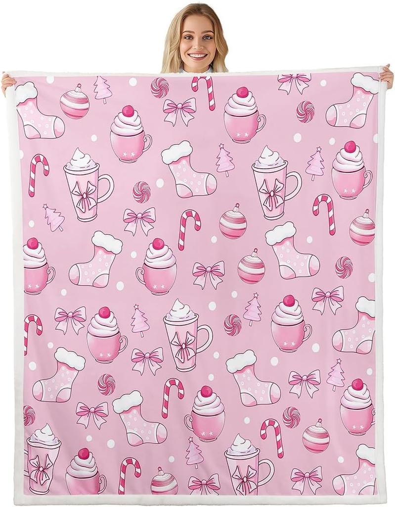 Merry Christmas Sherpa Throw Blanket for Couch Gnomes Super Soft Cozy Fleece Santa Claus Blanket for Winter,Plush Xmas Tree Baby
