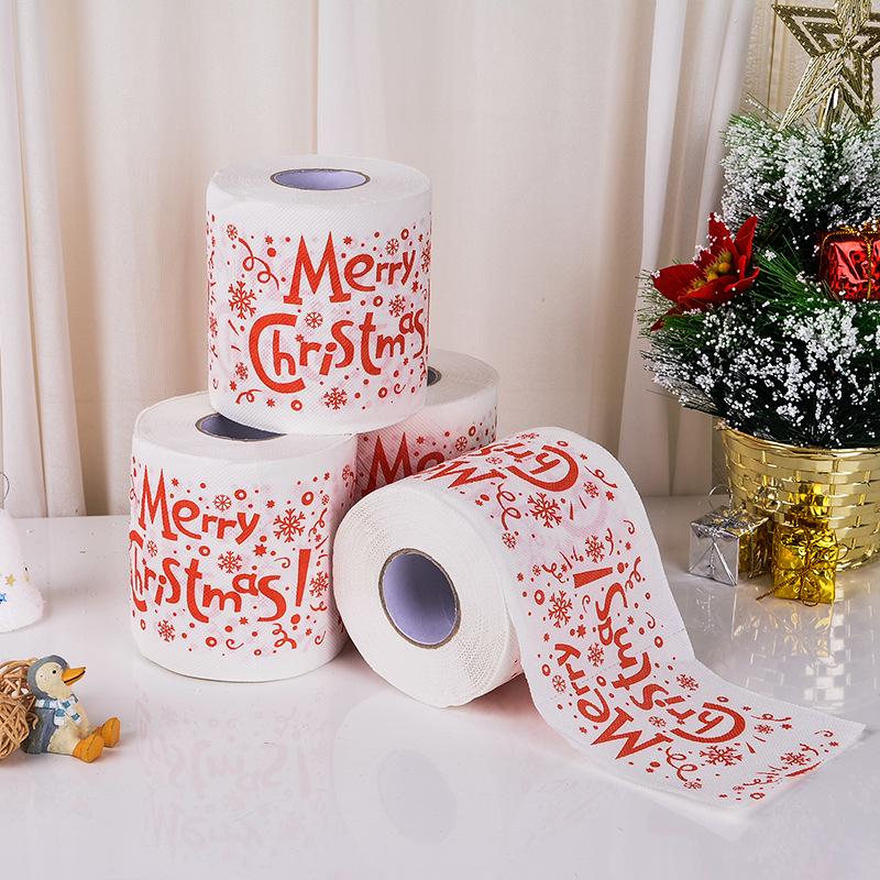 Roll Printing Paper Towel Party Santa Head Toilet Paper Environmentally Friendly Color Printing Pattern Small Roll Toilet Paper