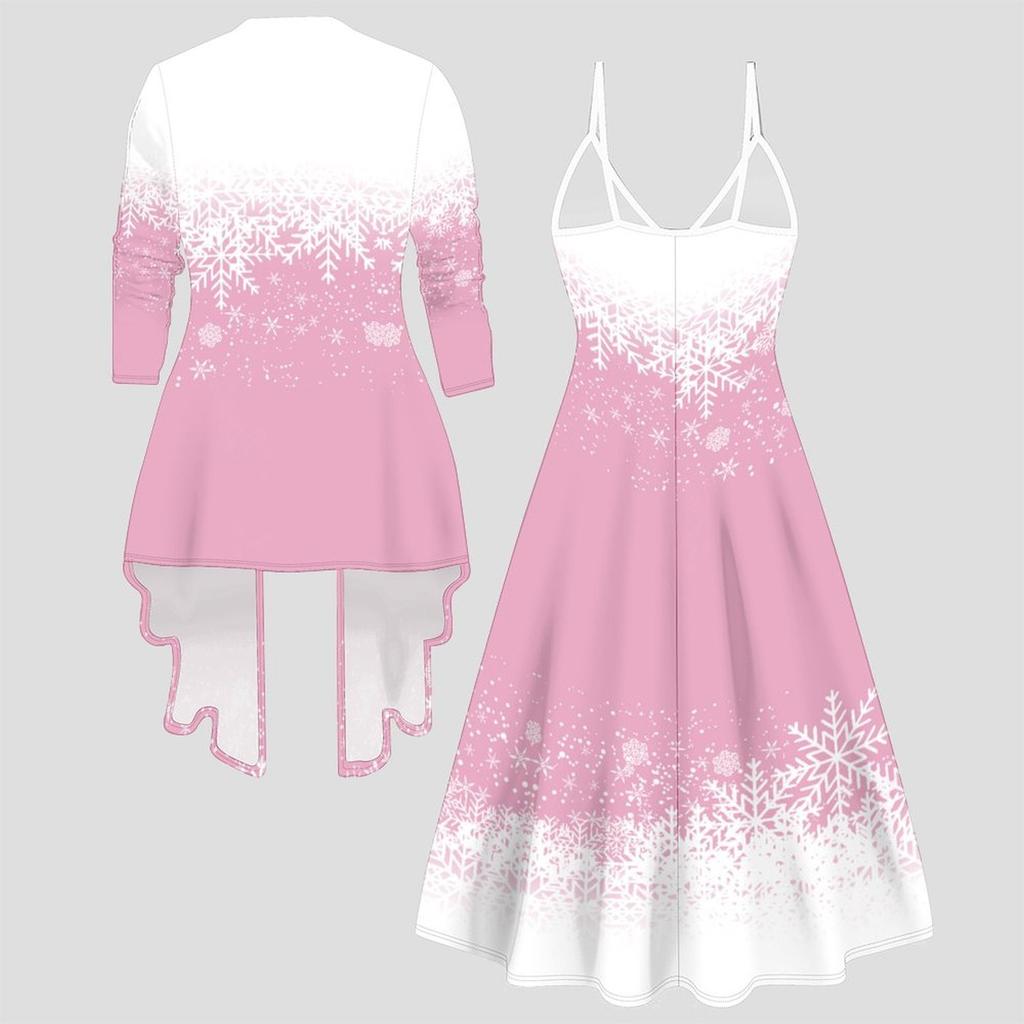 3D  Printed  Set Dress Coat ,  Double Color Combination with Simple Design  Fashion Print,suitable for Various Scene Fashion Styles